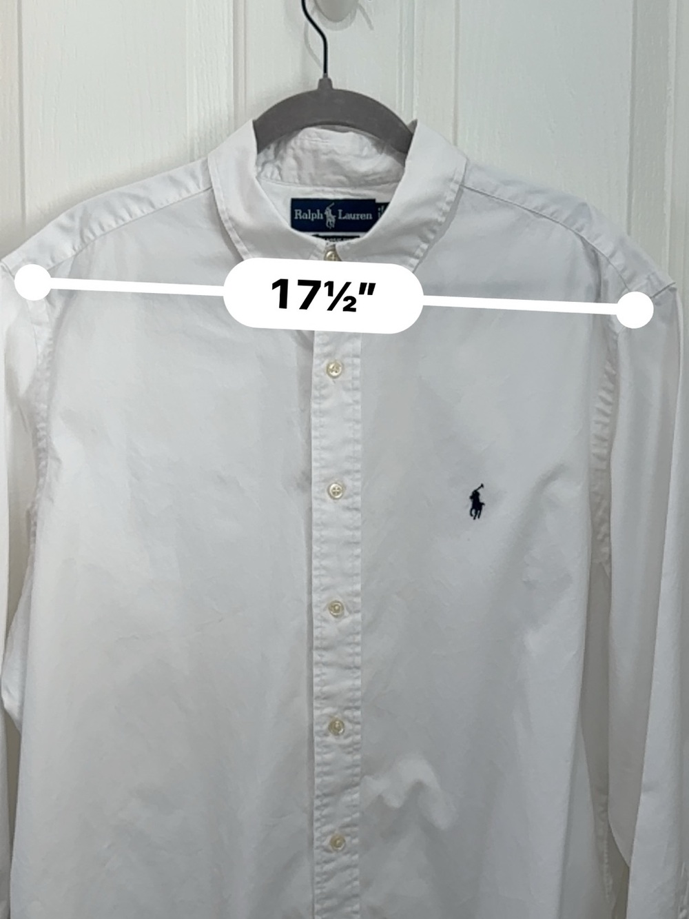 Ralph Lauren White Button-Down Oxford Shirt with Navy Pony - Classic Fit - Picture 6 of 8